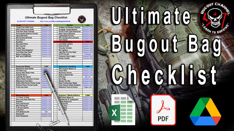 ultimate bug out bag checklist pdf bugout channel